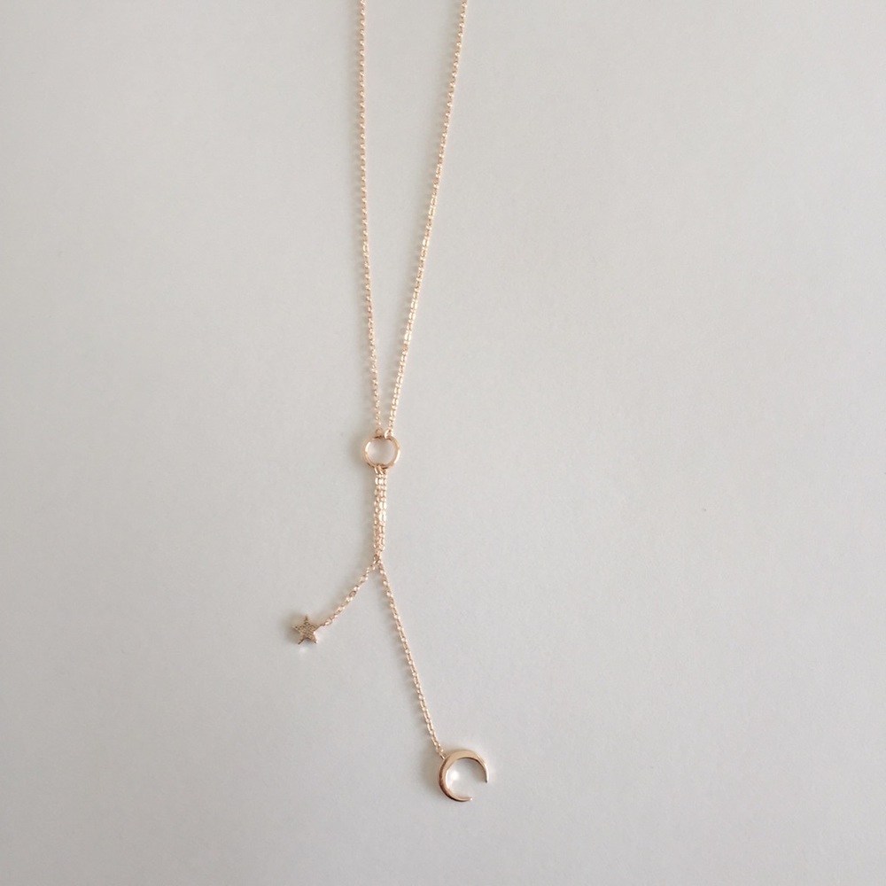 NWT Rose Gold Moon and Star Necklace - Picture 2 of 4